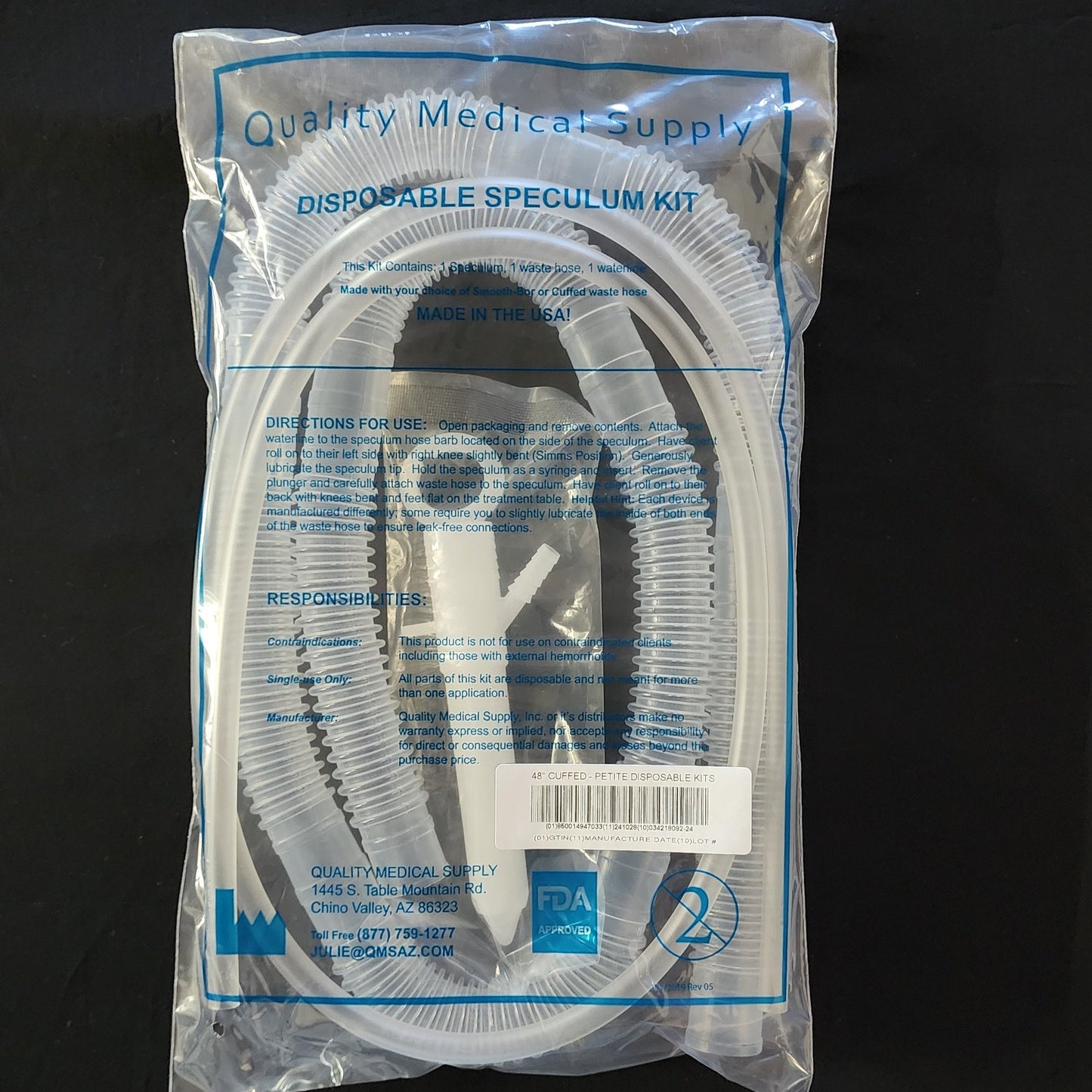 48" Cuffed Hose Disposable Kit With Petite Speculum (Blue Bag)